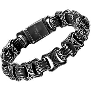 THE MEN THING OBSIDIAN - 15mm Pure Titanium Steel Bracelet for Men & Boy (8inch)