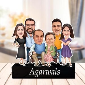 ZOCI VOCI Personalized Family Photo Cartoon - Custom 6-Person Caricature with Name